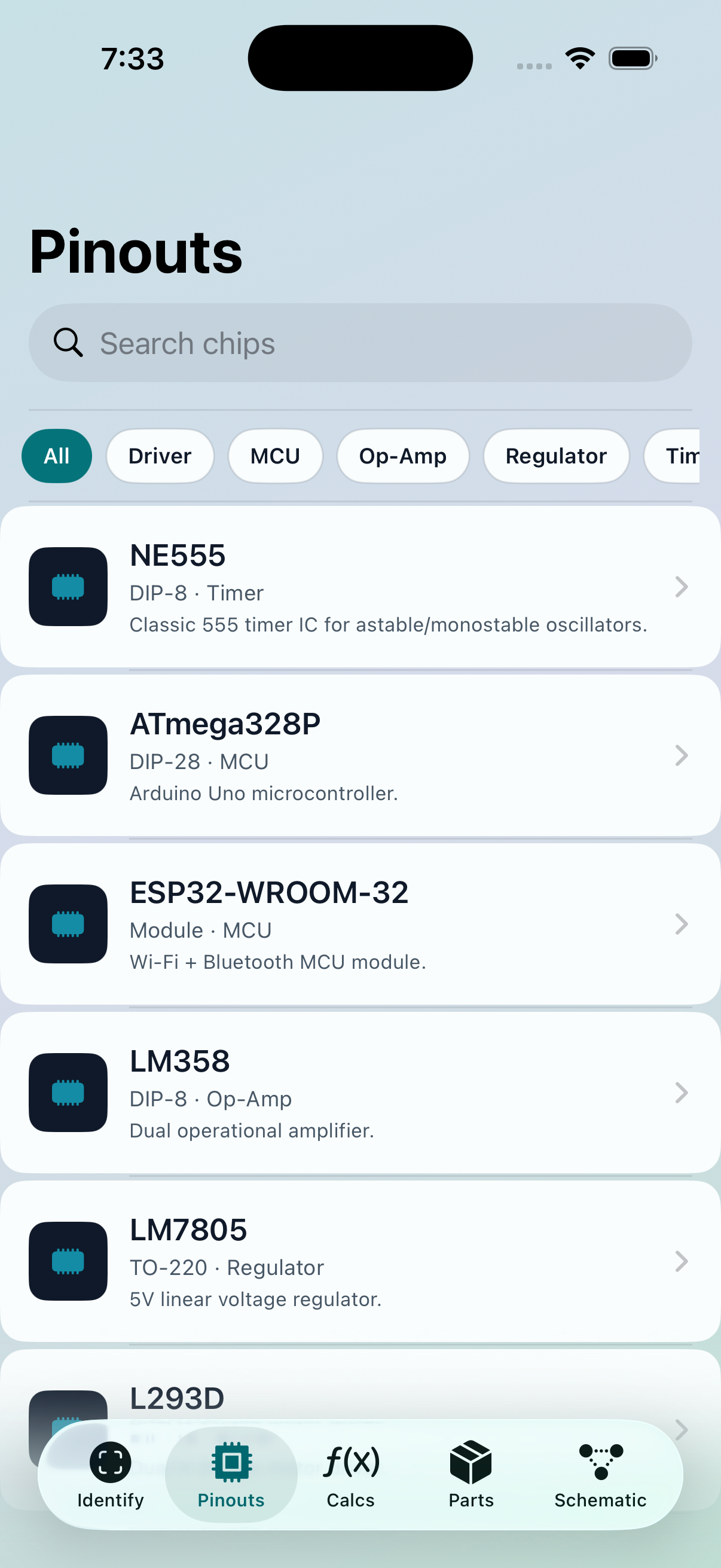 BenchBuddy Pinouts list of common chips
