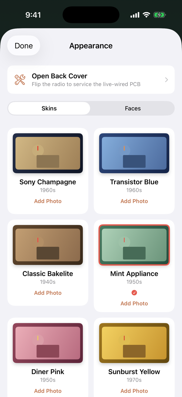 Radio Retro Skin picker